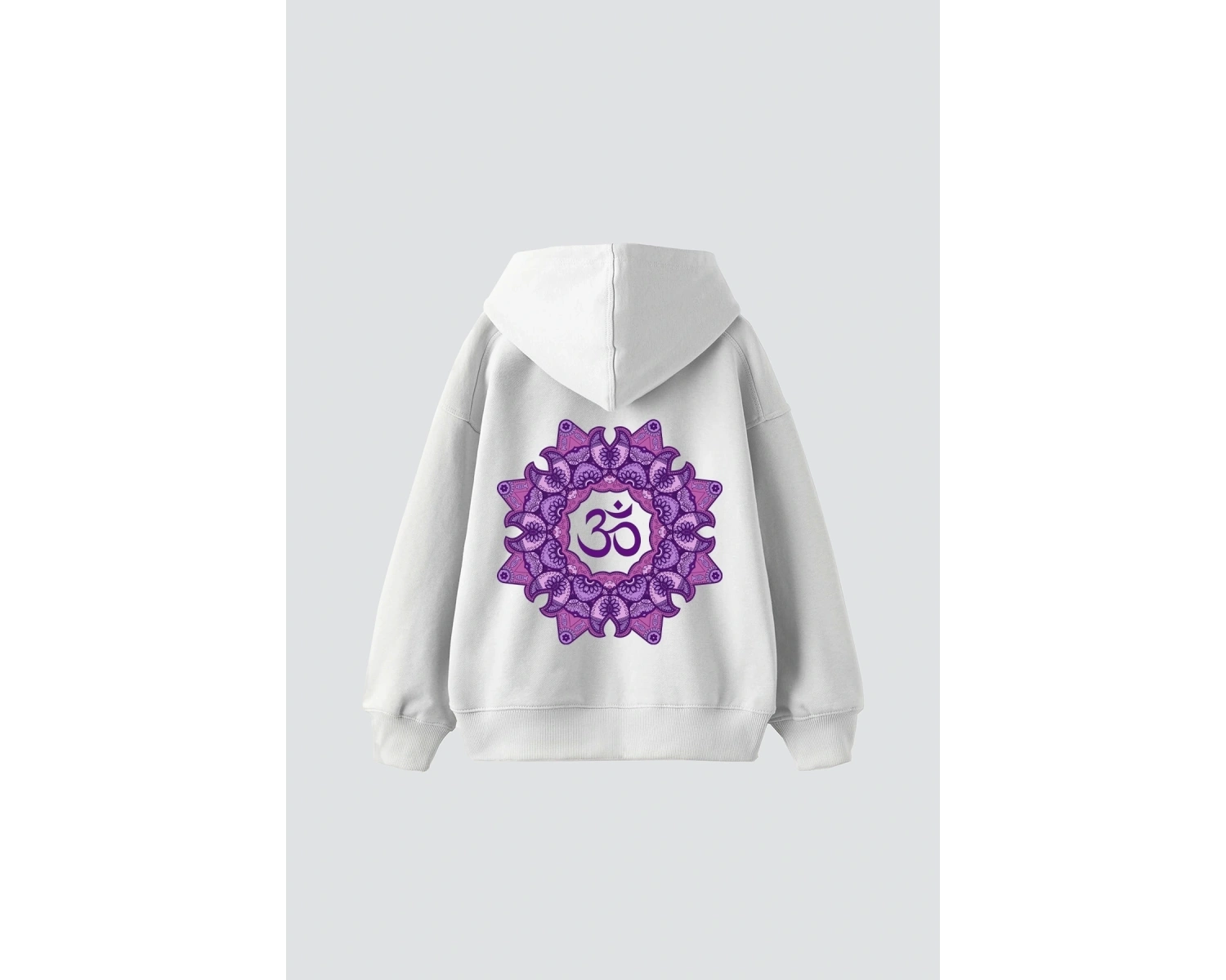 Om Baskılı Unisex Oversize Beyaz