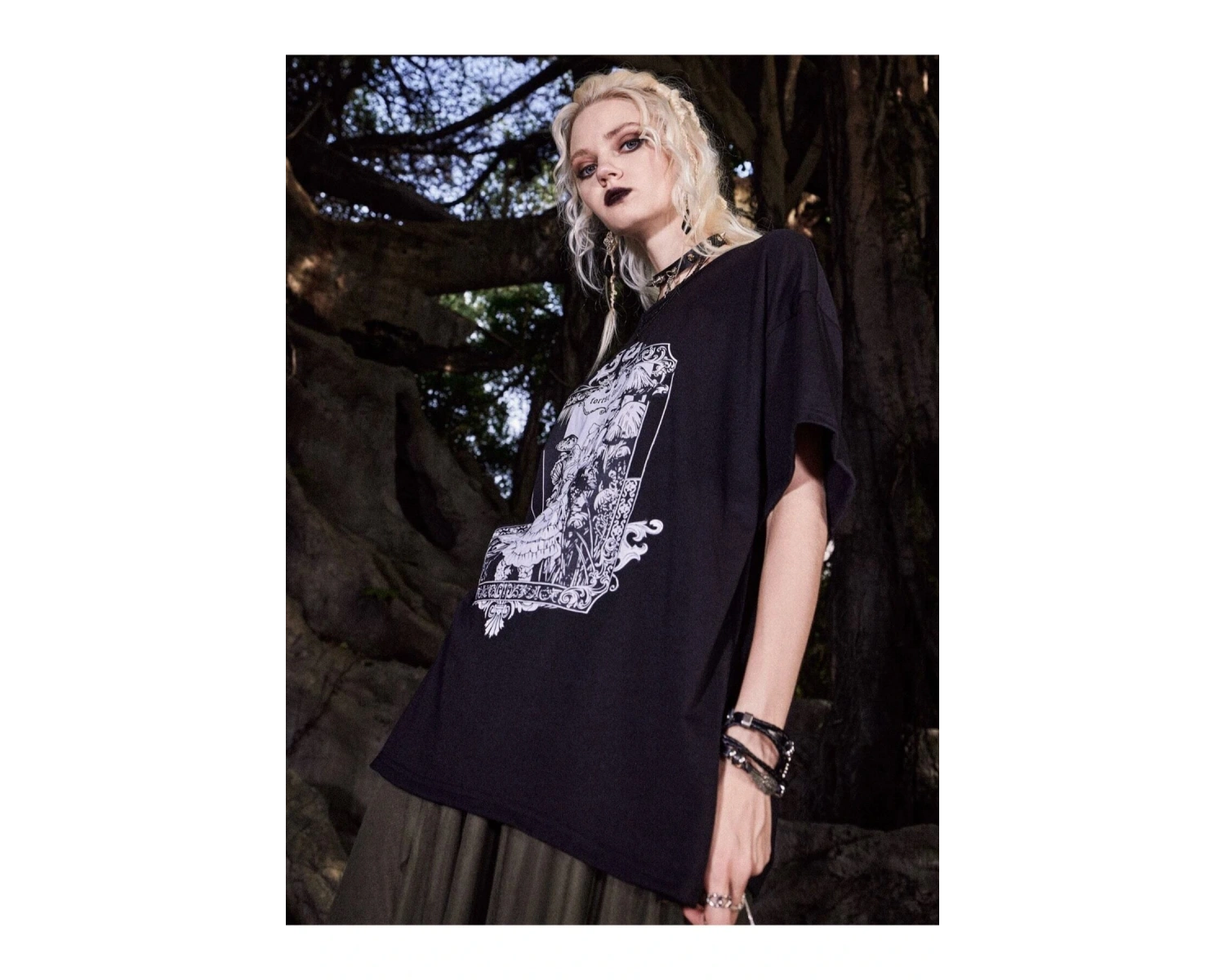 Orman Perisi Forest Fairy Baskılı Gothic Oversize