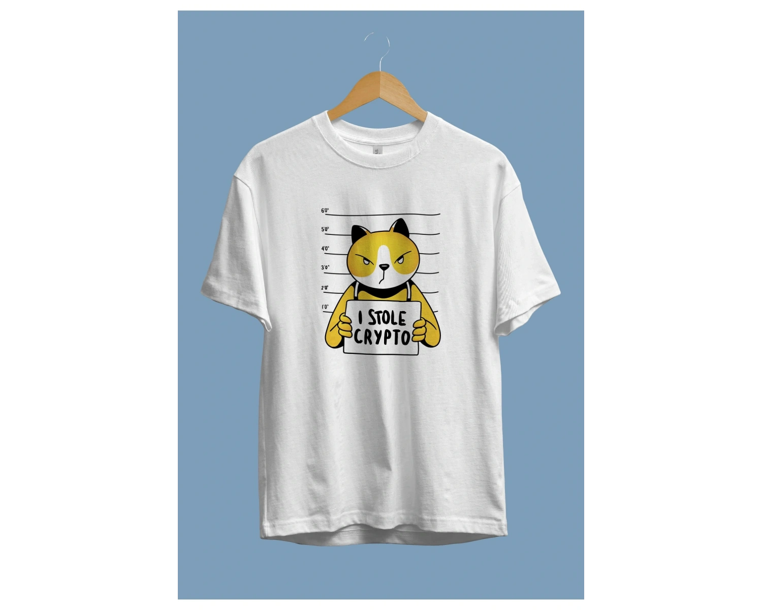 Oversize Bitcoin Kripto Para Holder Kedi Suçlu Ekonomi Yatırım Tasarım Baskılı Unisex Tişört