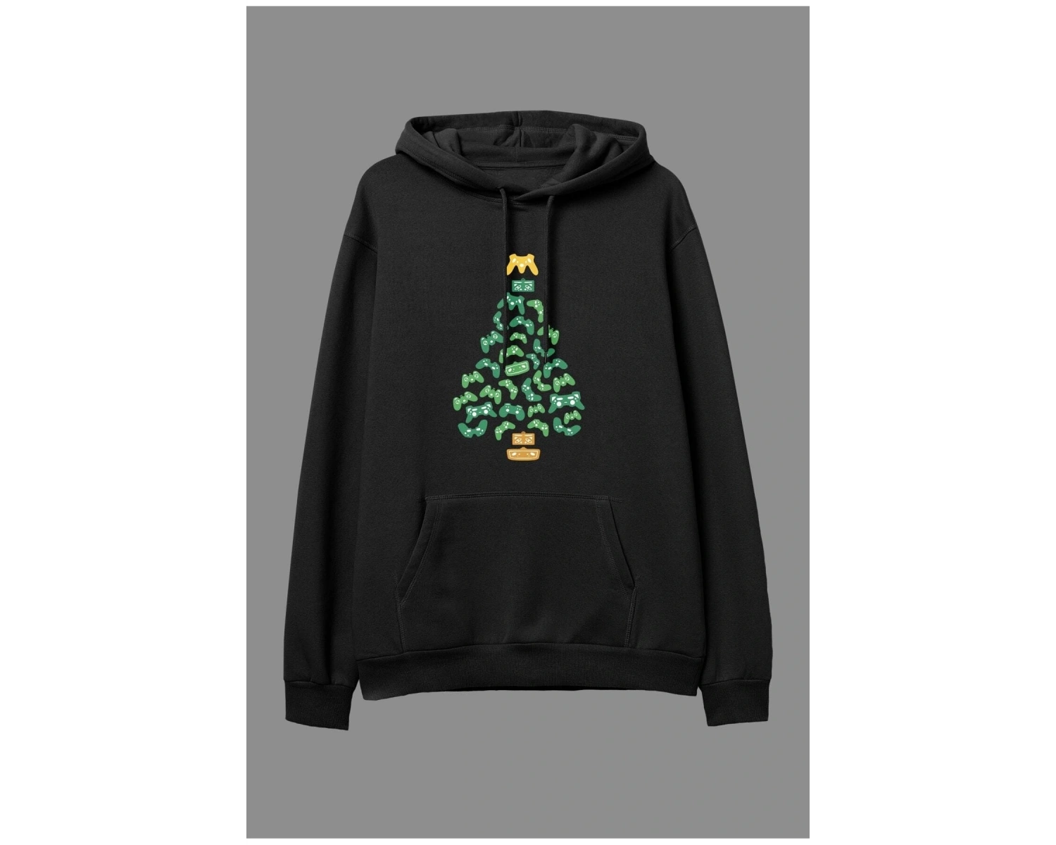 Oversize Çam Oyun Konsol Game Ağaç Yeni Yıl Tasarım Baskılı Unisex Kapüşonlu Sweatshirt Hoodie Beyaz