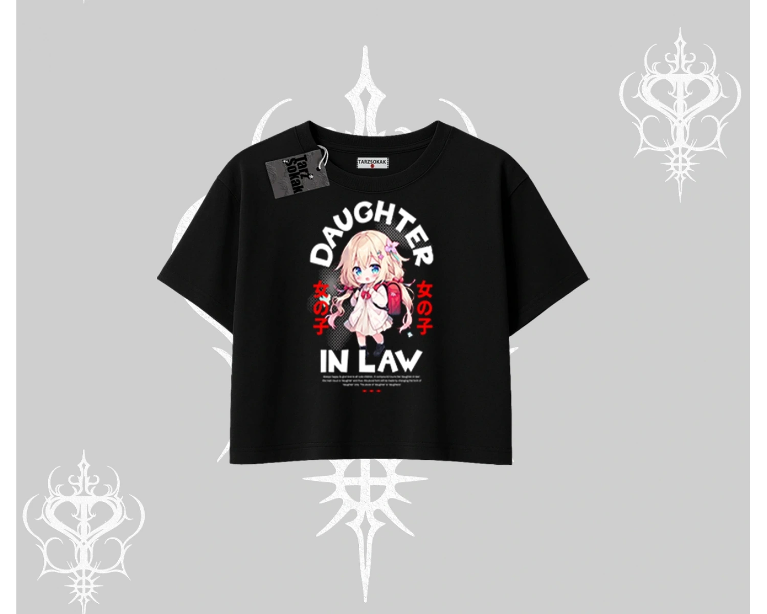 Oversize Crop Tshirt Anime Girl Daughter In Law Baskılı