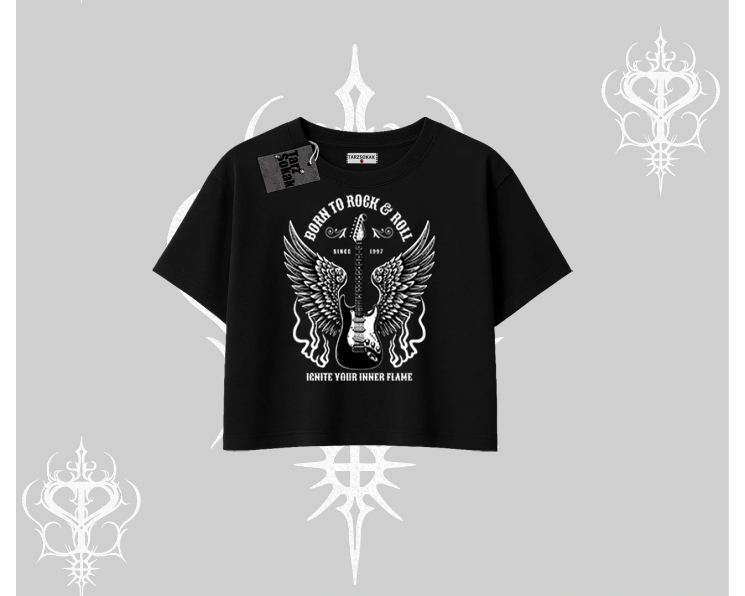 Oversize Crop Tshirt Born to Rock Eternal Flame Legacy