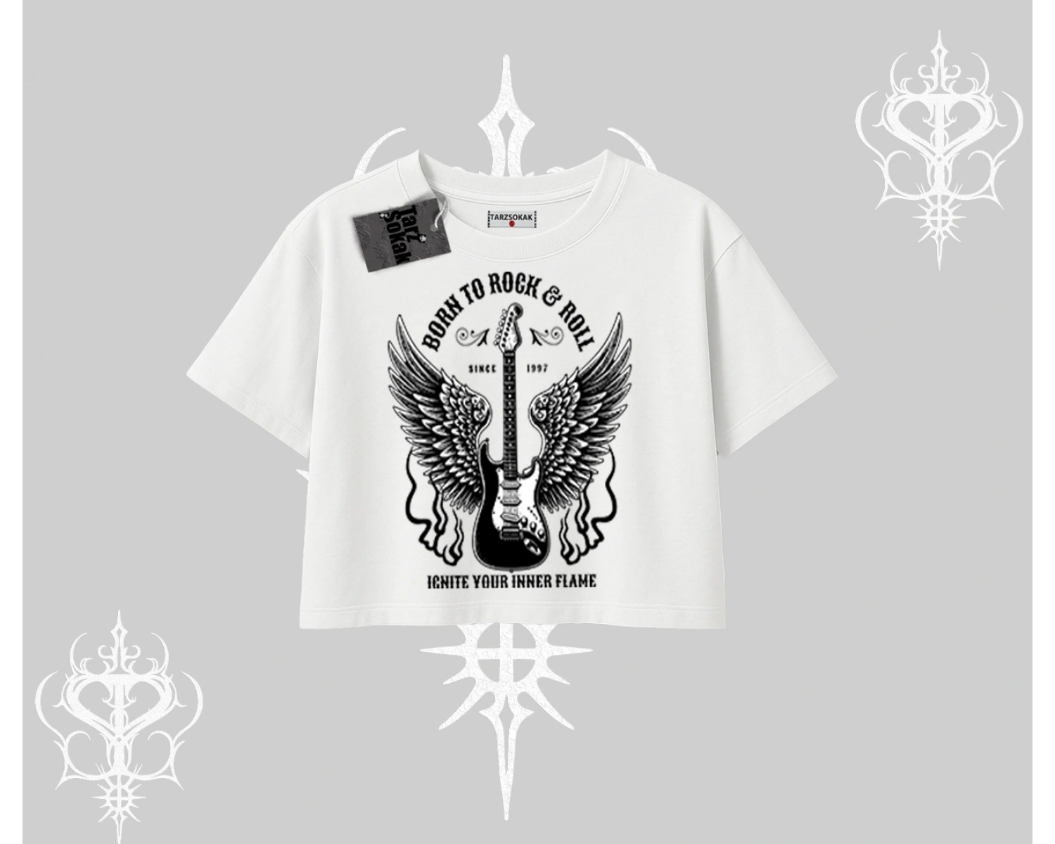 Oversize Crop Tshirt Born to Rock Eternal Flame Legacy