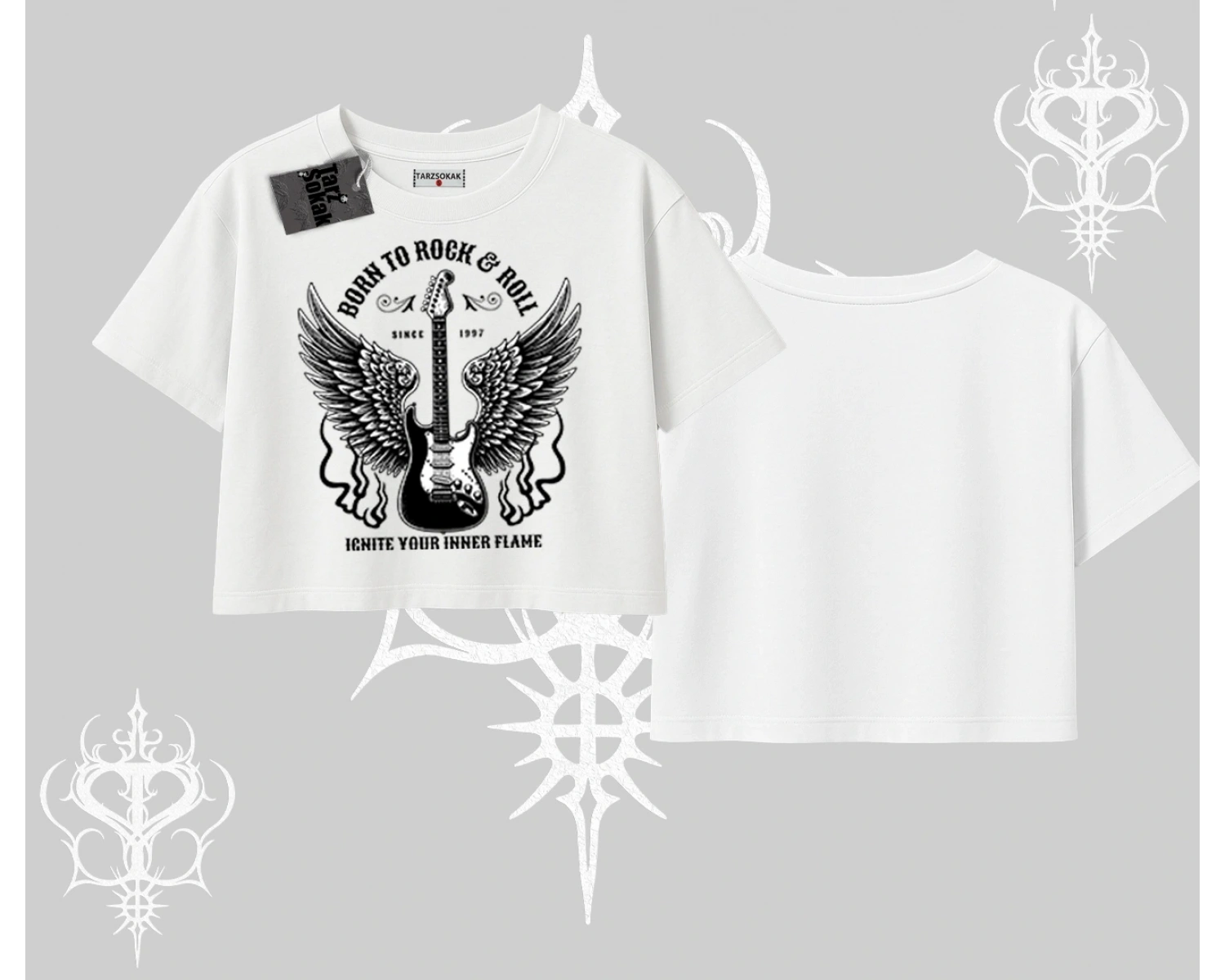 Oversize Crop Tshirt Born to Rock Eternal Flame Legacy