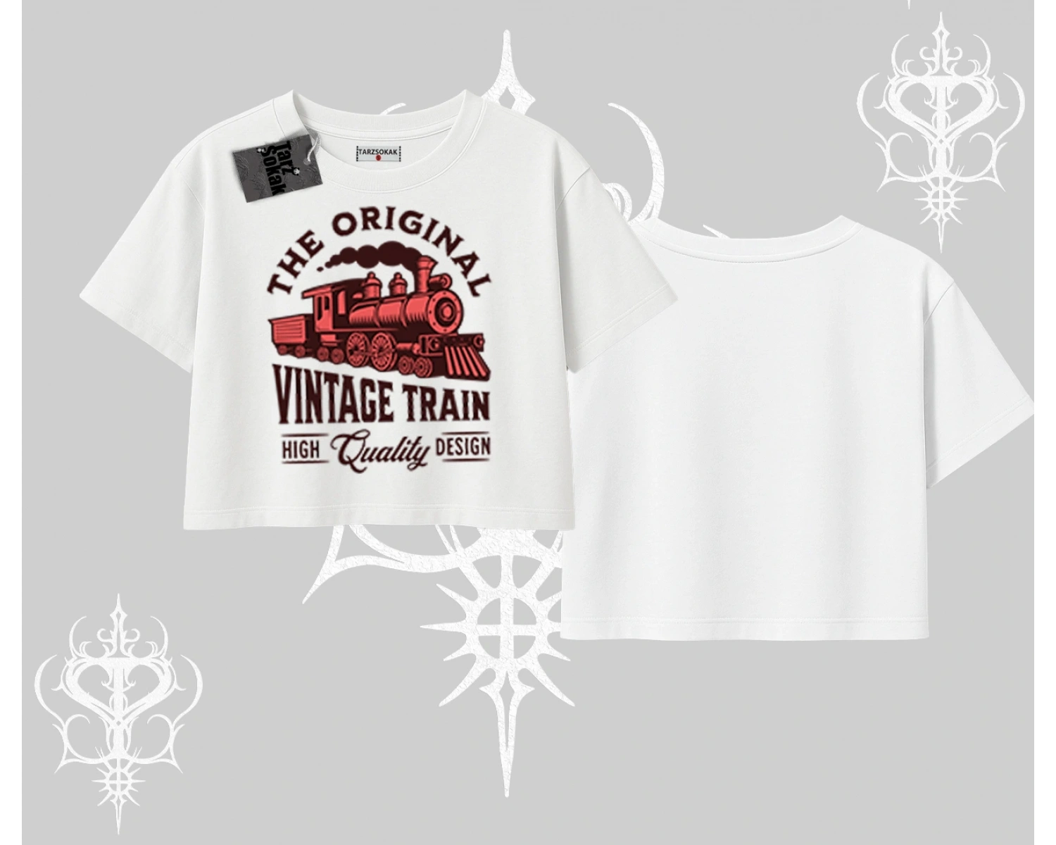Oversize Crop Tshirt Classic Railroad Vintage Train Street Aesthetic