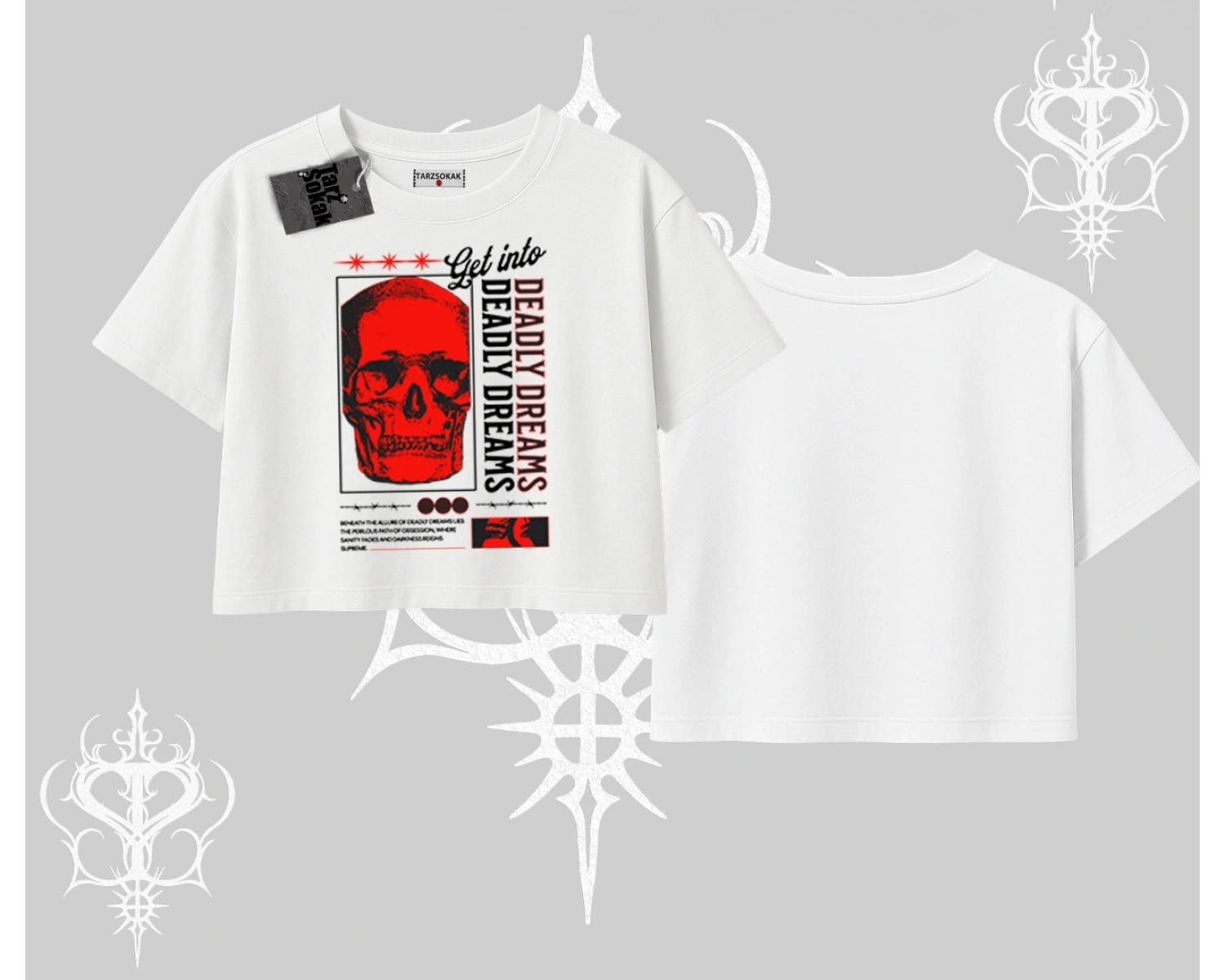 Oversize Crop Tshirt Deadly Dreams Skull Redcore Street Manifest