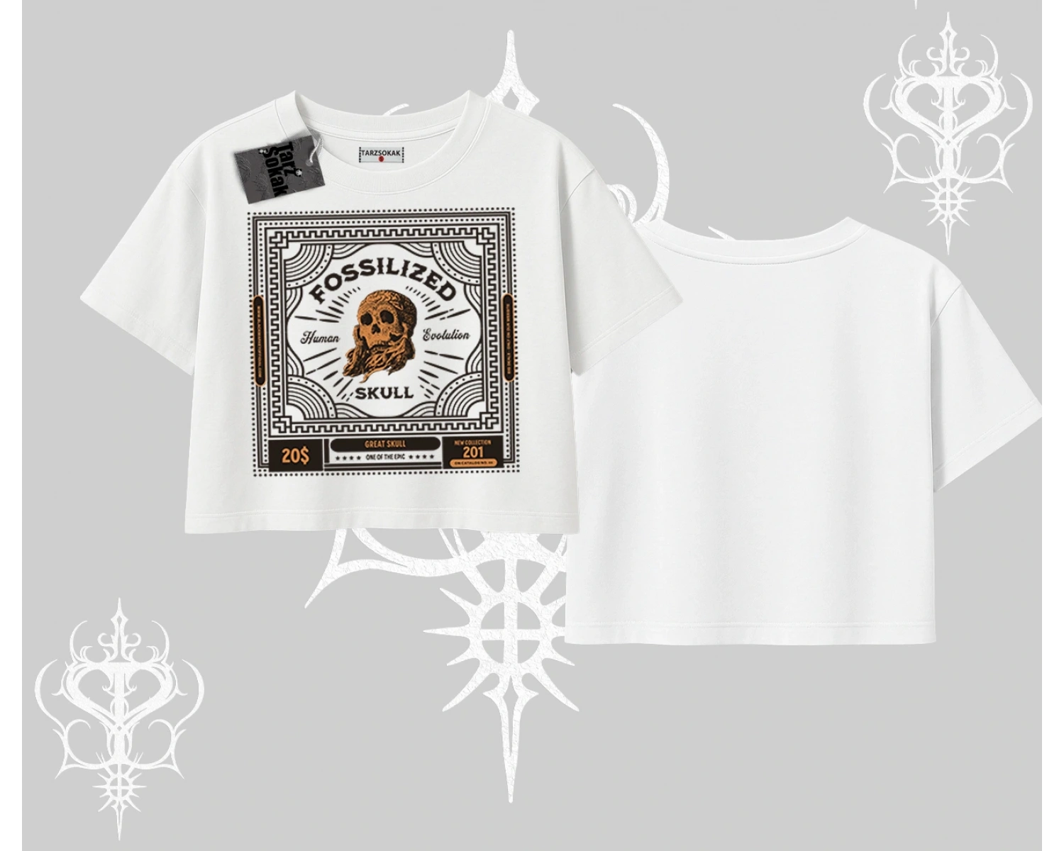 Oversize Crop Tshirt Fossilized Skull Underground Archive