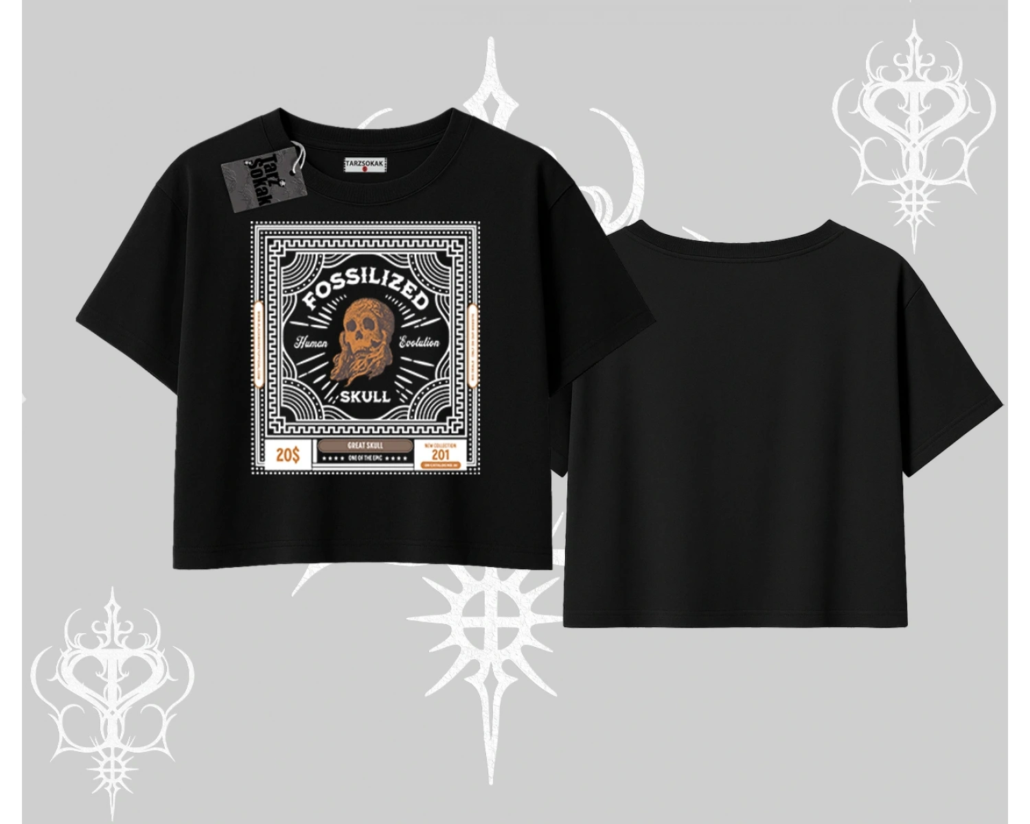 Oversize Crop Tshirt Fossilized Skull Underground Archive