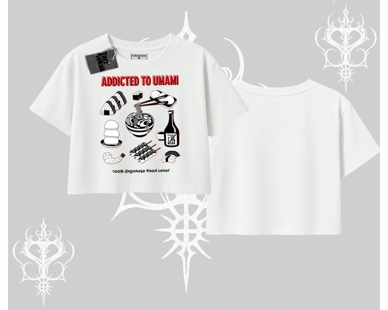 Oversize Crop Tshirt Japon Mutfağı Umami Temalı Baskılı