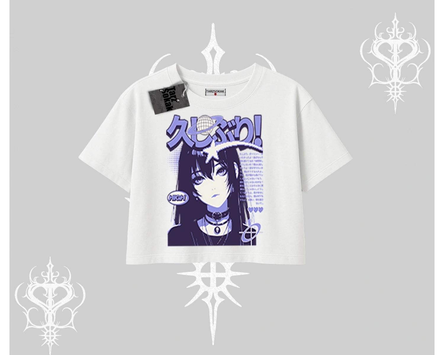 Oversize Crop Tshirt Neo Tokyo Girl Y2K Street Anime Aesthetic