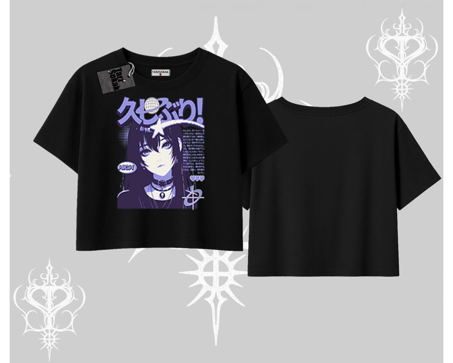 Oversize Crop Tshirt Neo Tokyo Girl Y2K Street Anime Aesthetic