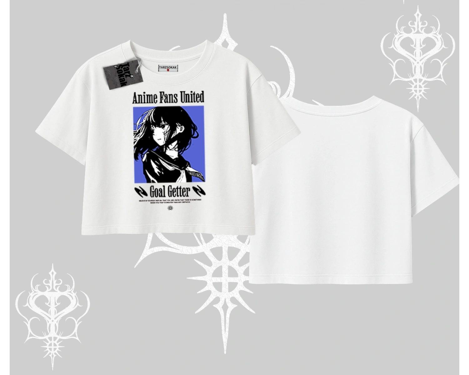 Oversize Crop Tshirt Oversize Anime Kız Baskılı