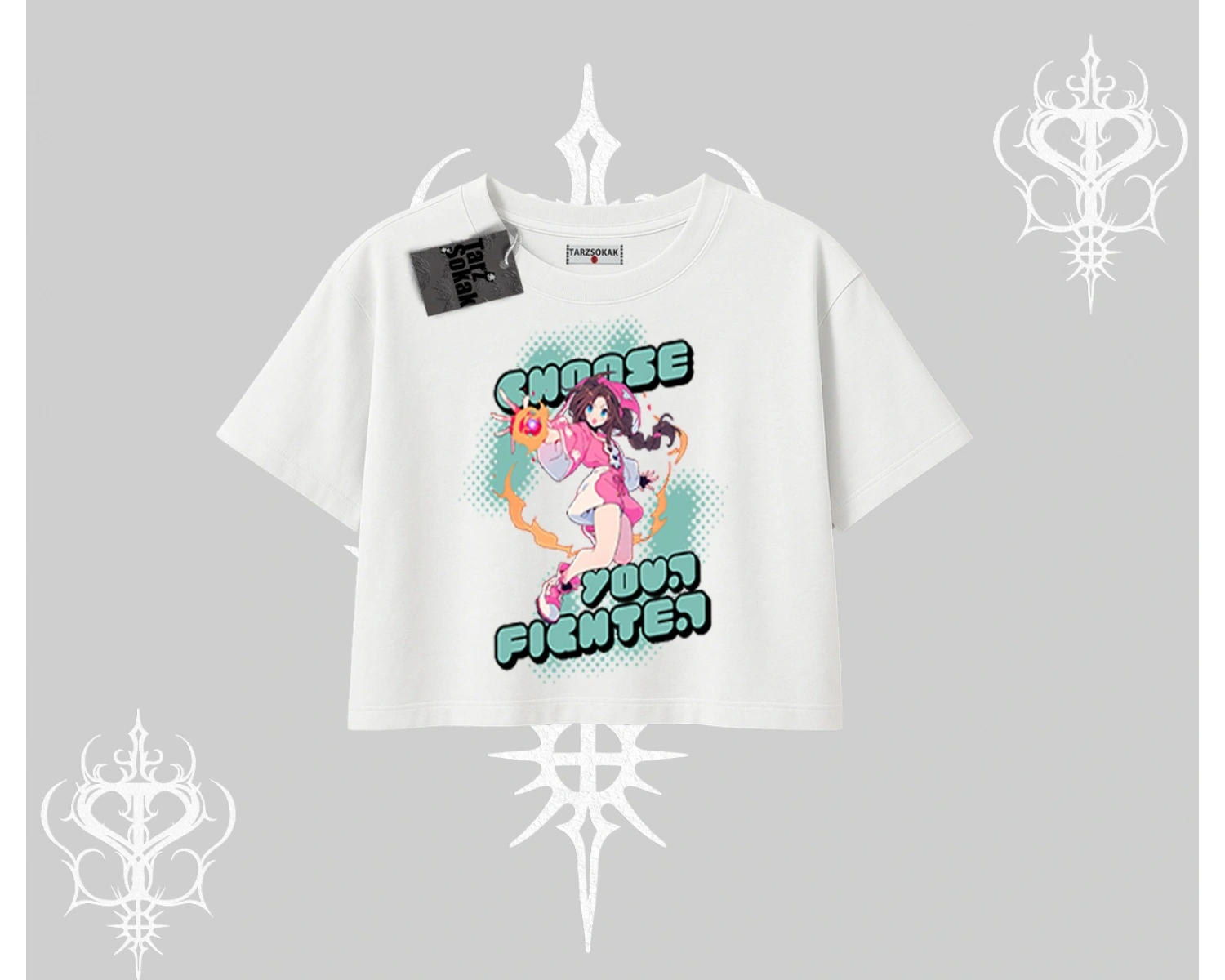 Oversize Crop Tshirt Oversize  Anime Kız Desenli Japon Stil