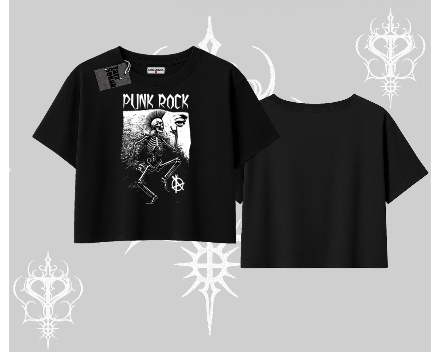 Oversize Crop Tshirt Punk Rock Chaos Skeleton Riot