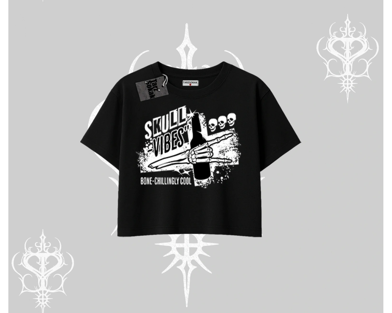 Oversize Crop Tshirt Skull Impact Bone Chilling Street Icon