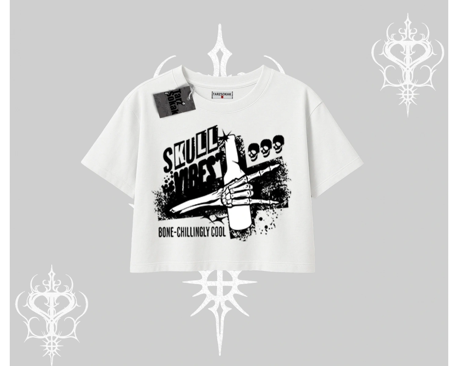 Oversize Crop Tshirt Skull Impact Bone Chilling Street Icon