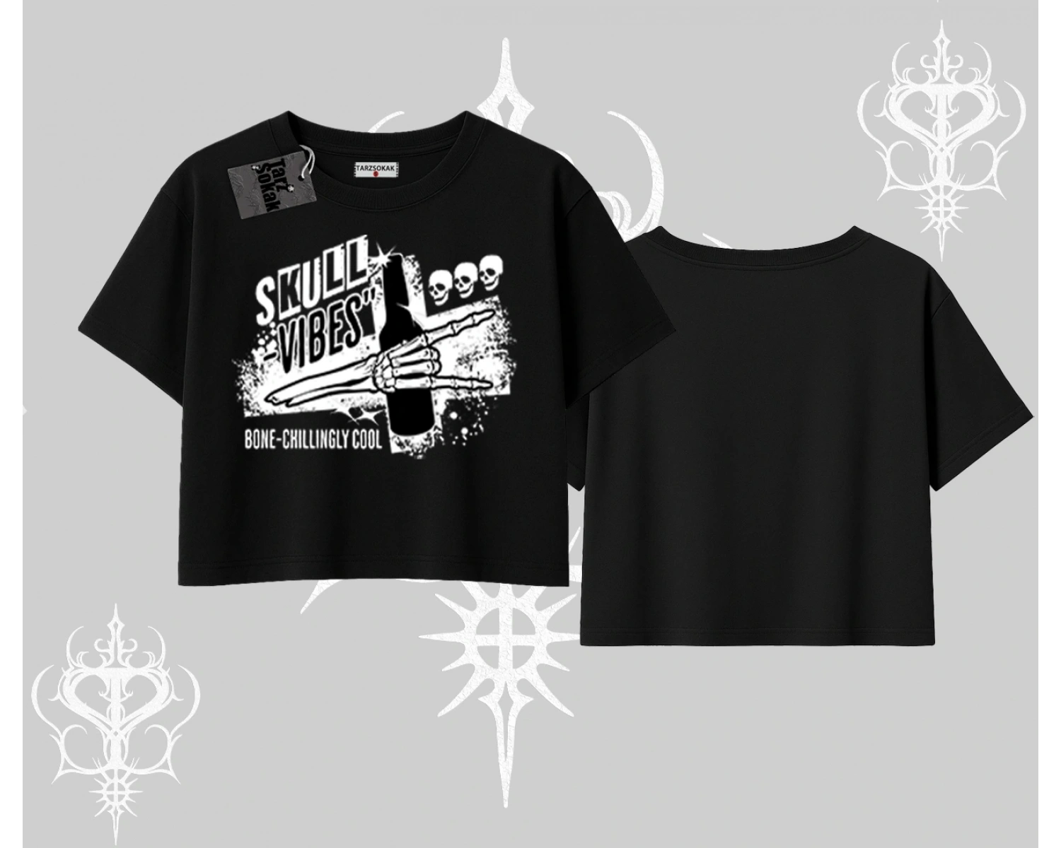 Oversize Crop Tshirt Skull Impact Bone Chilling Street Icon