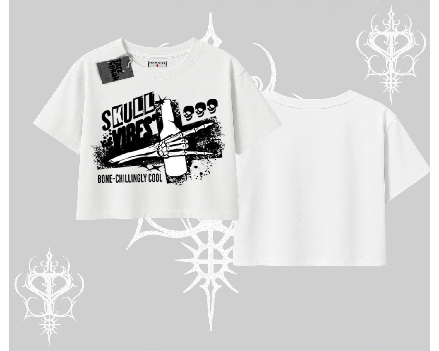 Oversize Crop Tshirt Skull Impact Bone Chilling Street Icon