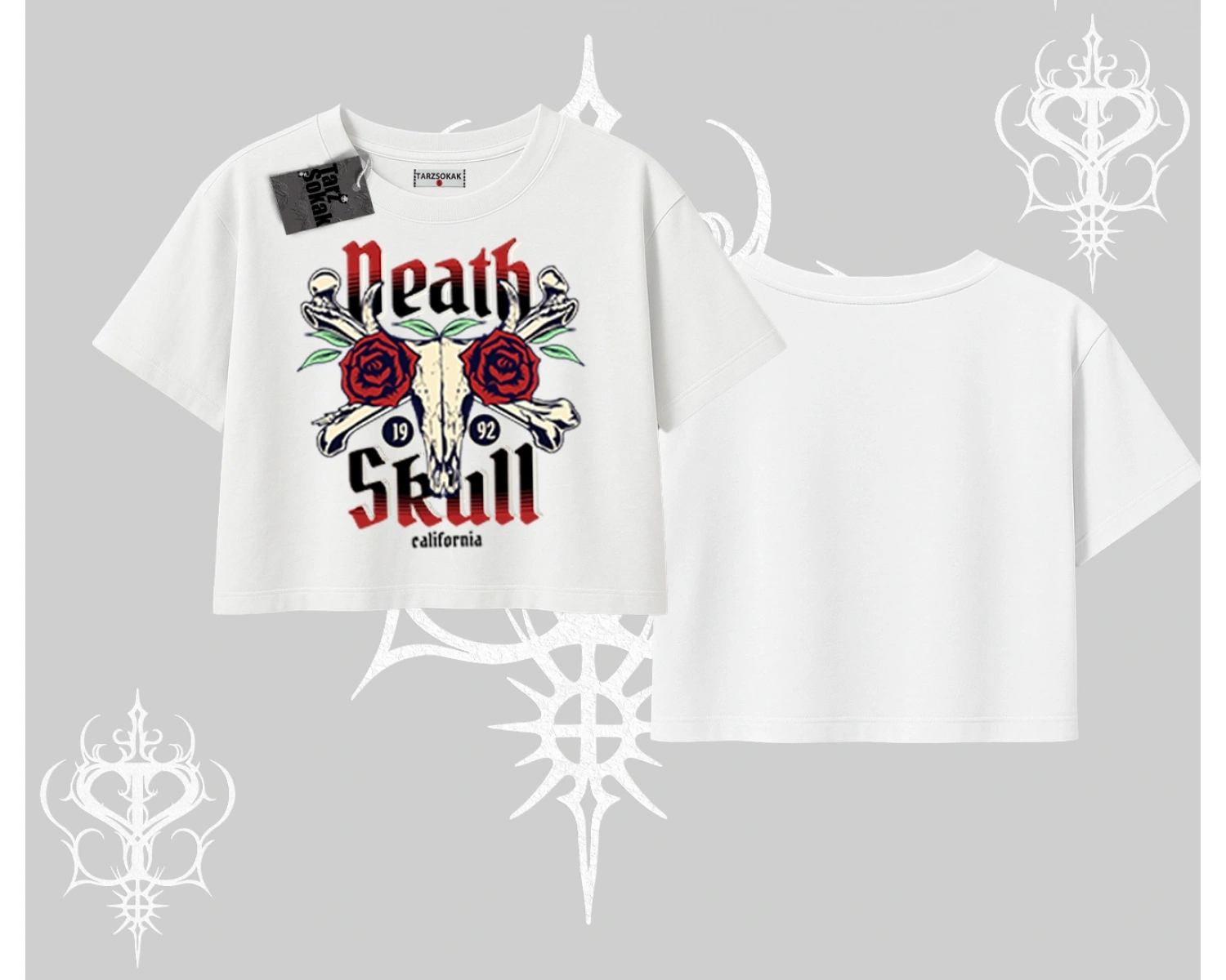Oversize Crop Tshirt Skull & Roses Vintage West Coast Rebellion