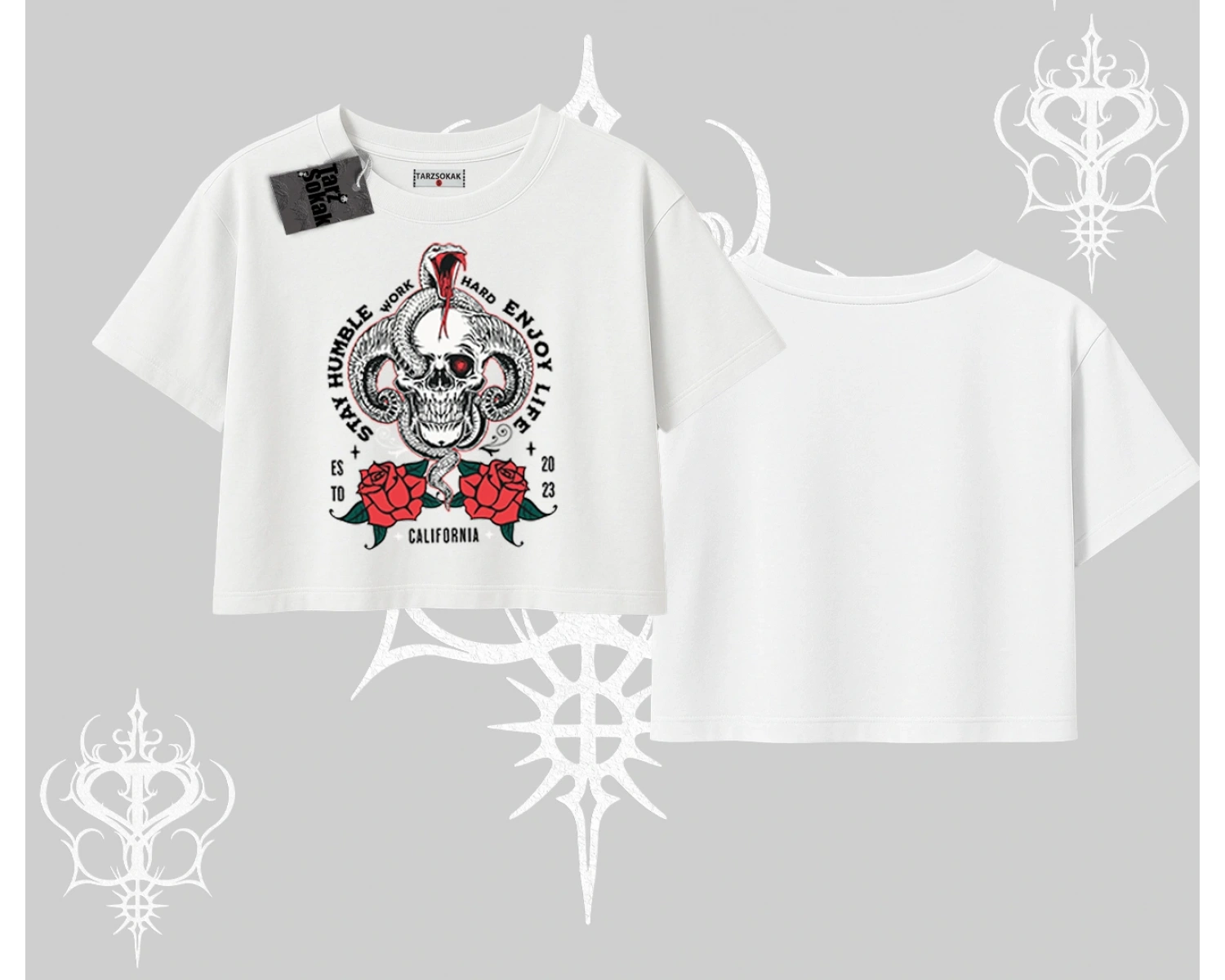 Oversize Crop Tshirt Stay Humble Work Hard Enjoy Life