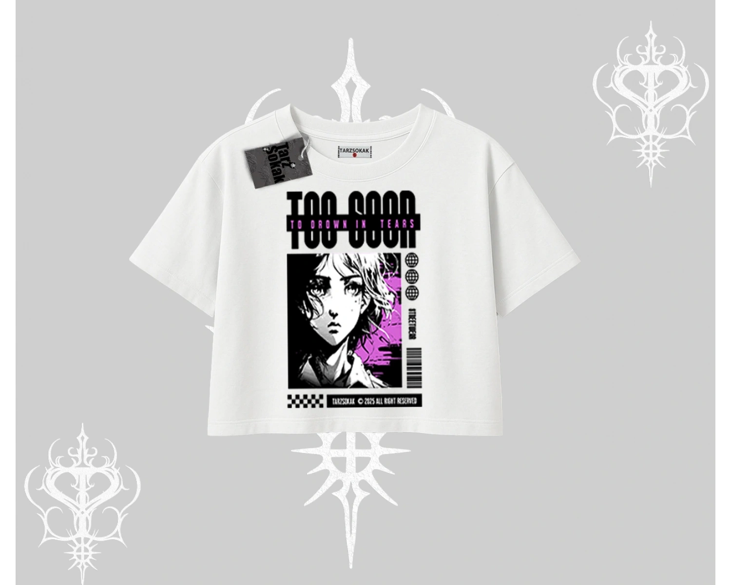 Oversize Crop Tshirt Too Good Anime Girl Grafik Baskılı