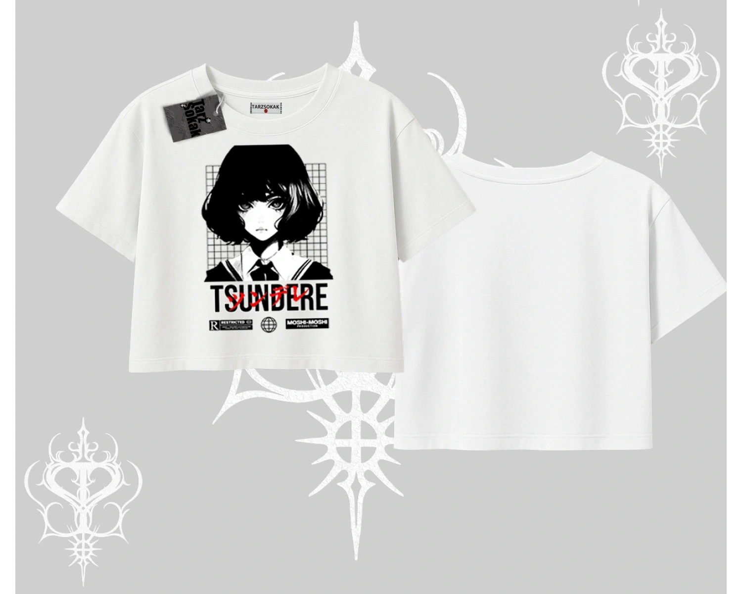 Oversize Crop Tshirt Tsundere Anime Japanese Style Baskılı