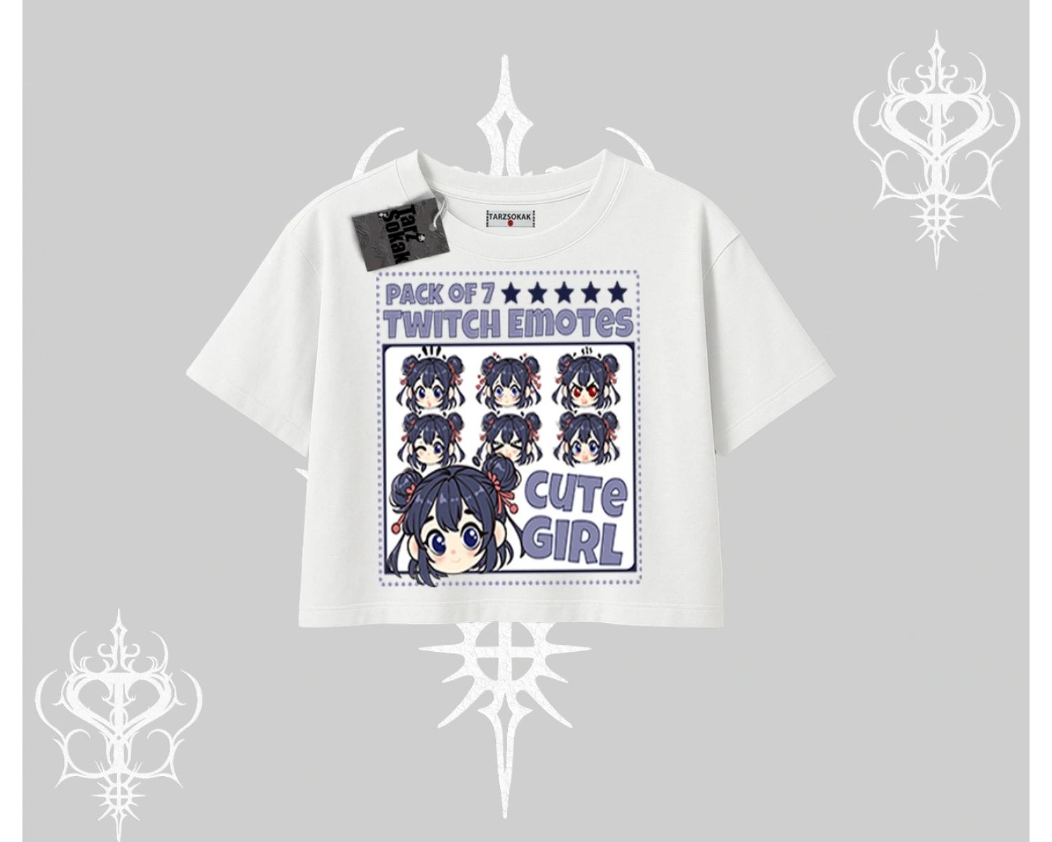 Oversize Crop Tshirt Twitch Emotes Cute Girl Anime Expression