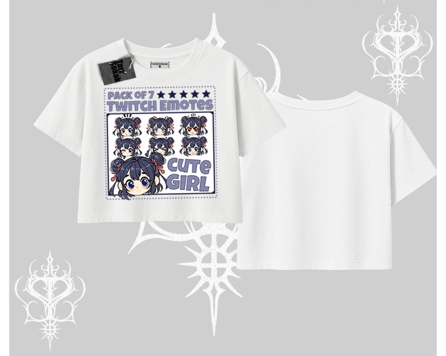 Oversize Crop Tshirt Twitch Emotes Cute Girl Anime Expression