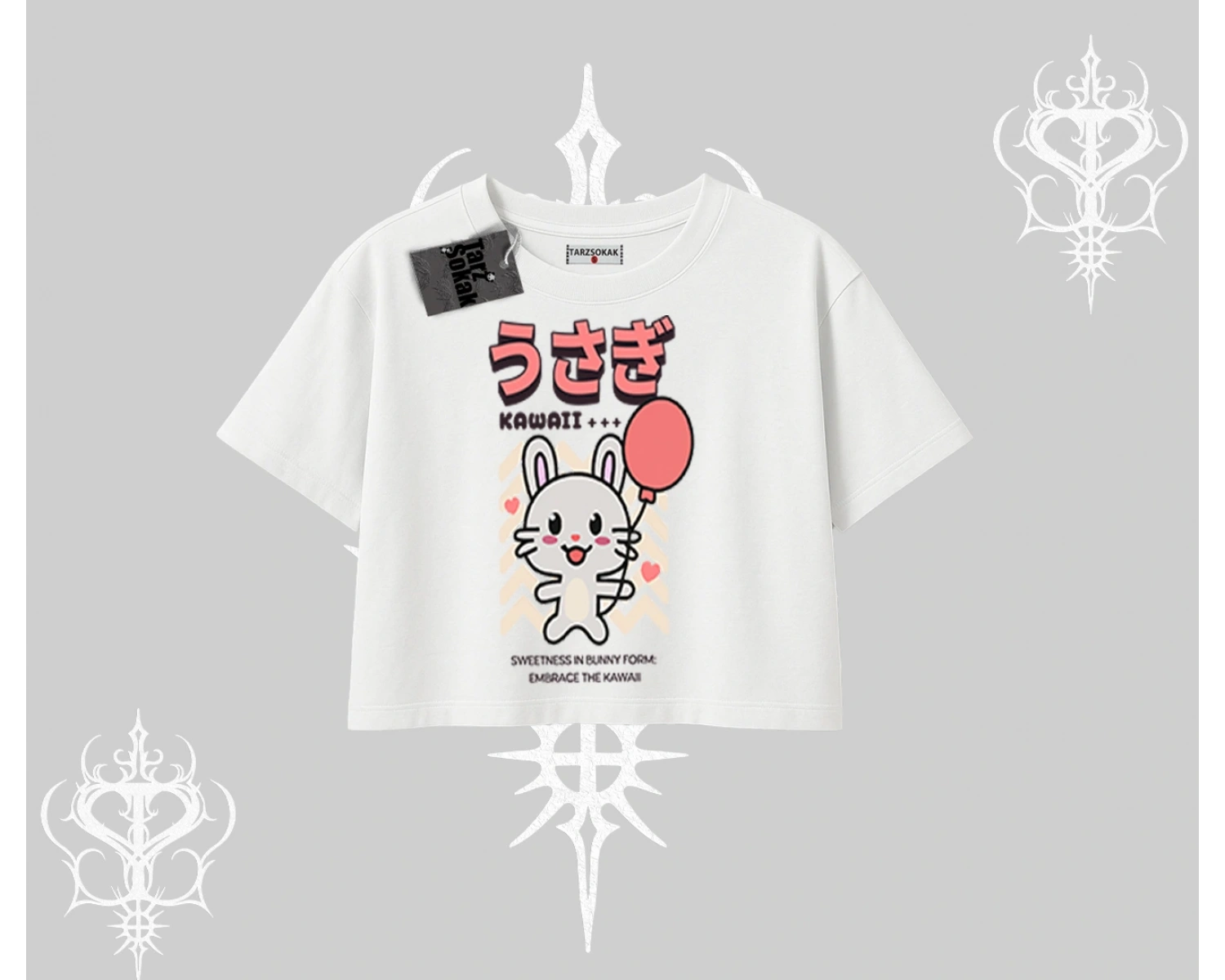 Oversize Crop Tshirt Usagi Kawaii Cute Heart Energy