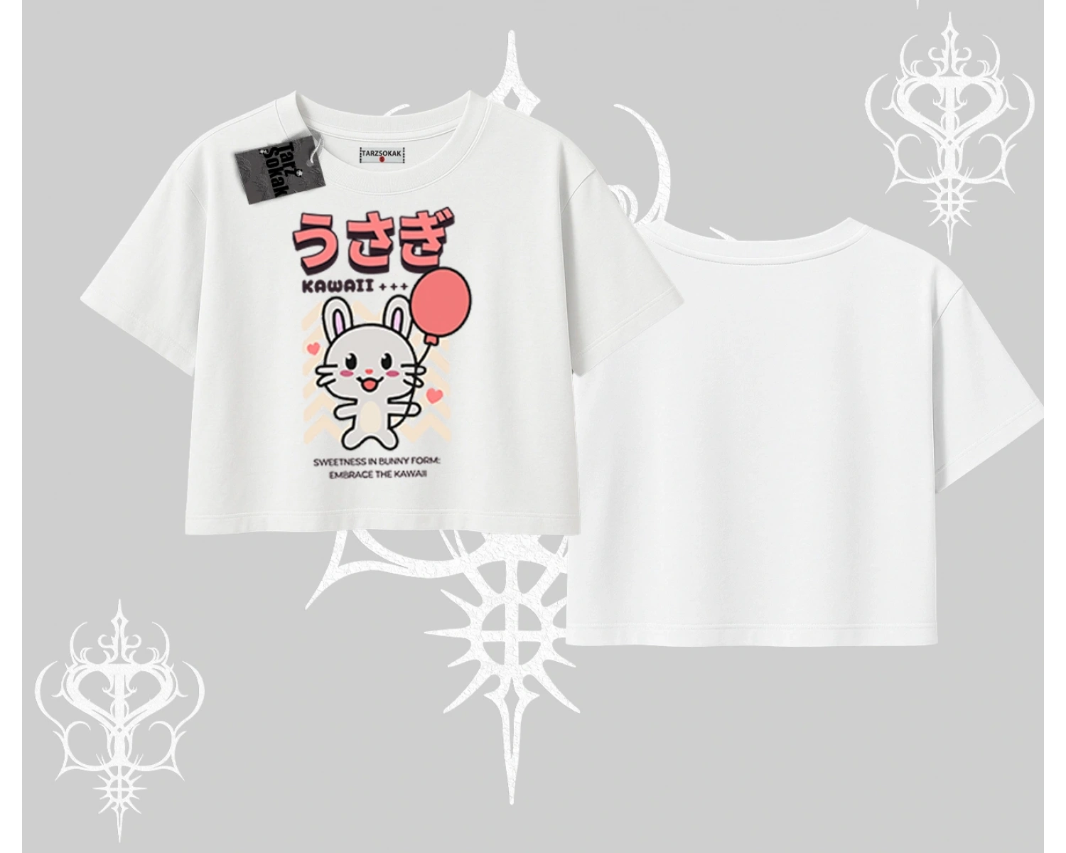 Oversize Crop Tshirt Usagi Kawaii Cute Heart Energy