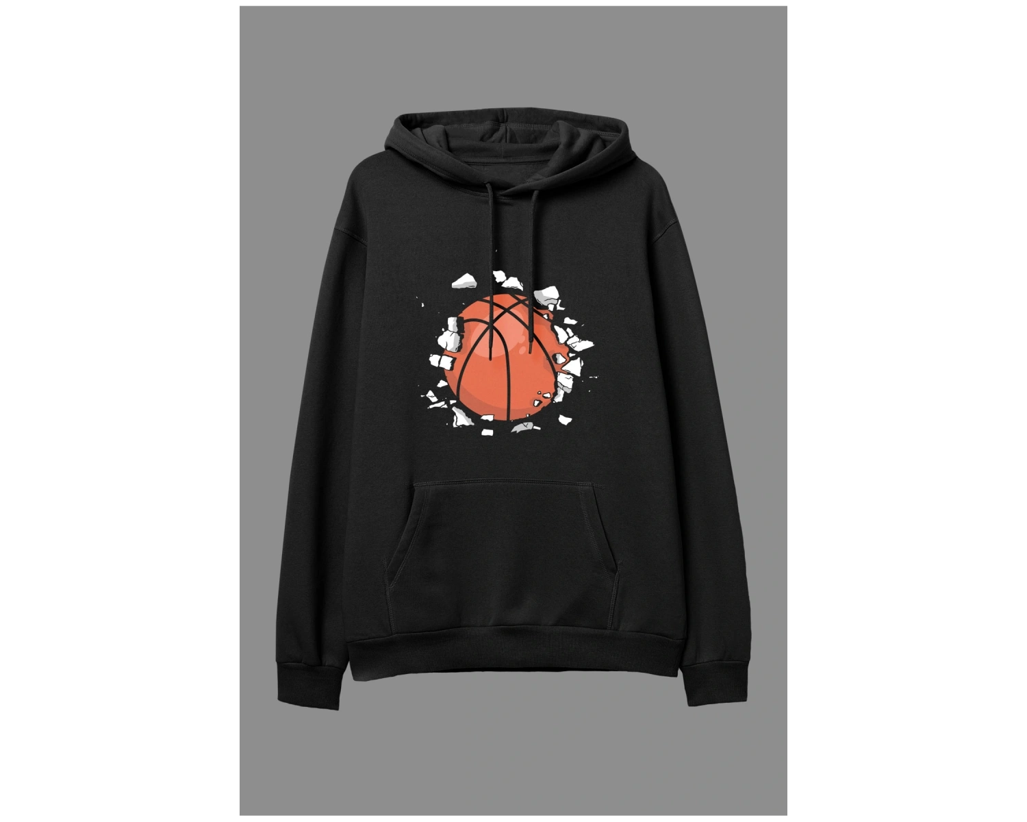 Oversize Duvar Basketbol Oyun Oyuncu Spor Tasarım Baskılı Unisex Kapüşonlu Sweatshirt Hoodie Beyaz
