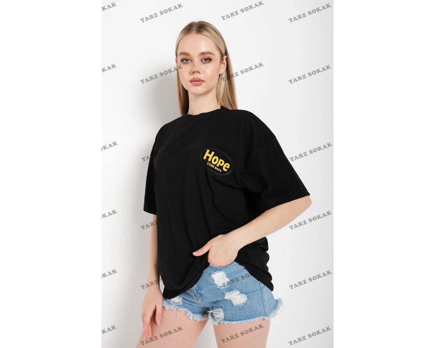 Oversize Fit Pamuklu Kısa Kollu Basic