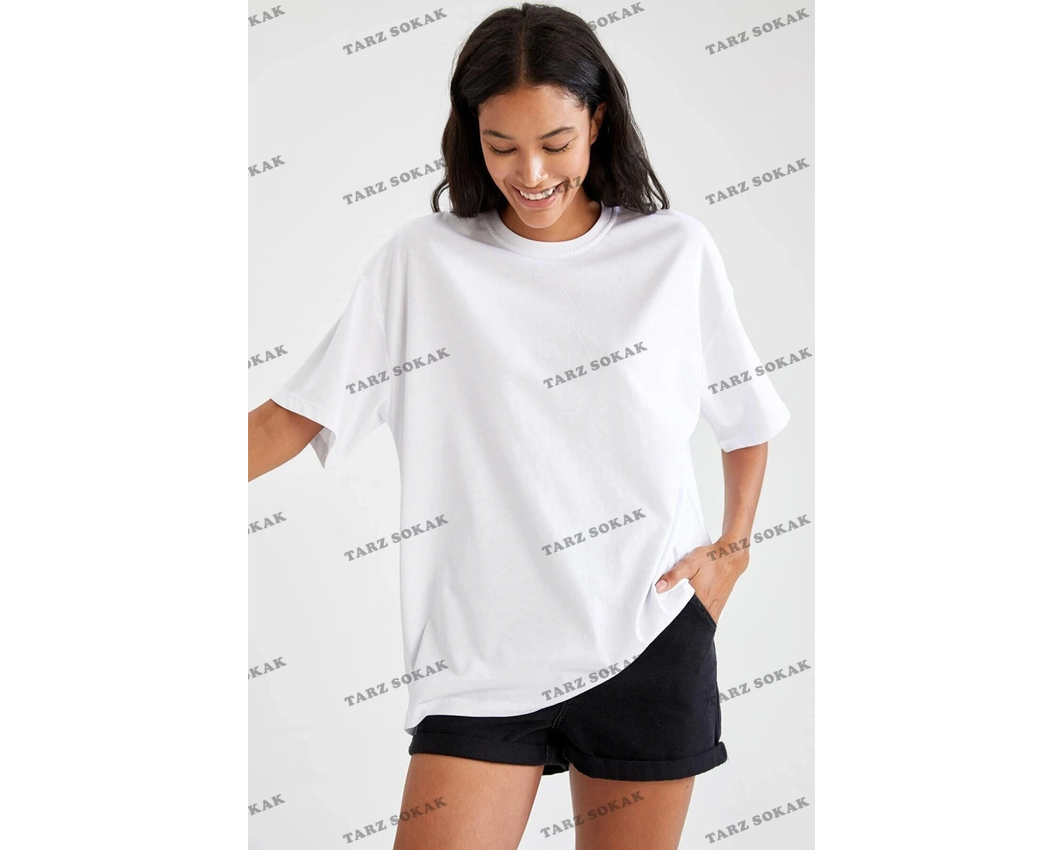 Oversize Fit Pamuklu Kısa Kollu Basic