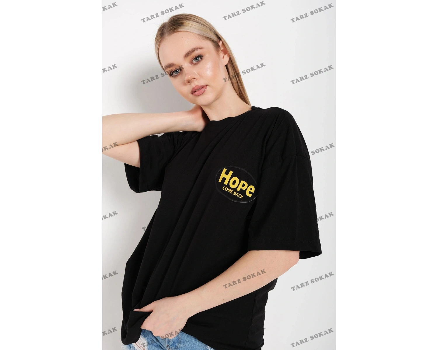 Oversize Fit Pamuklu Kısa Kollu Basic