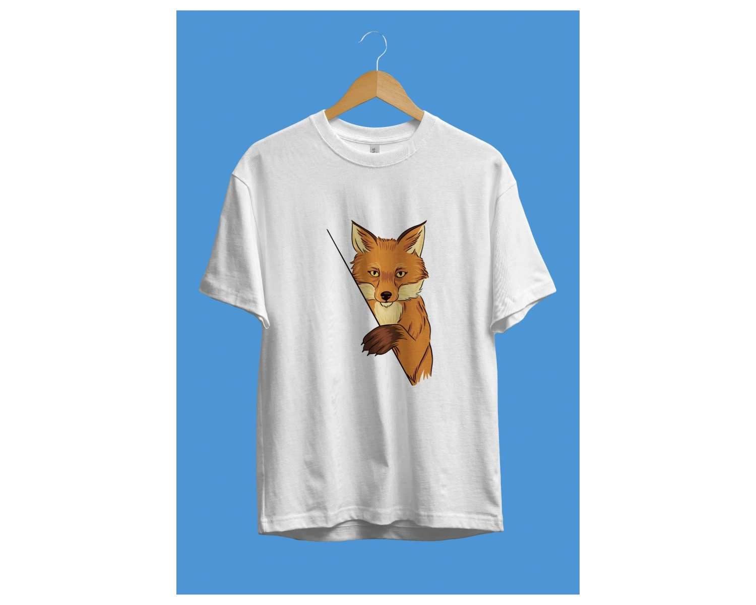 Oversize Kurnaz Tilki Temalı Tasarım Baskılı Unisex Tişört