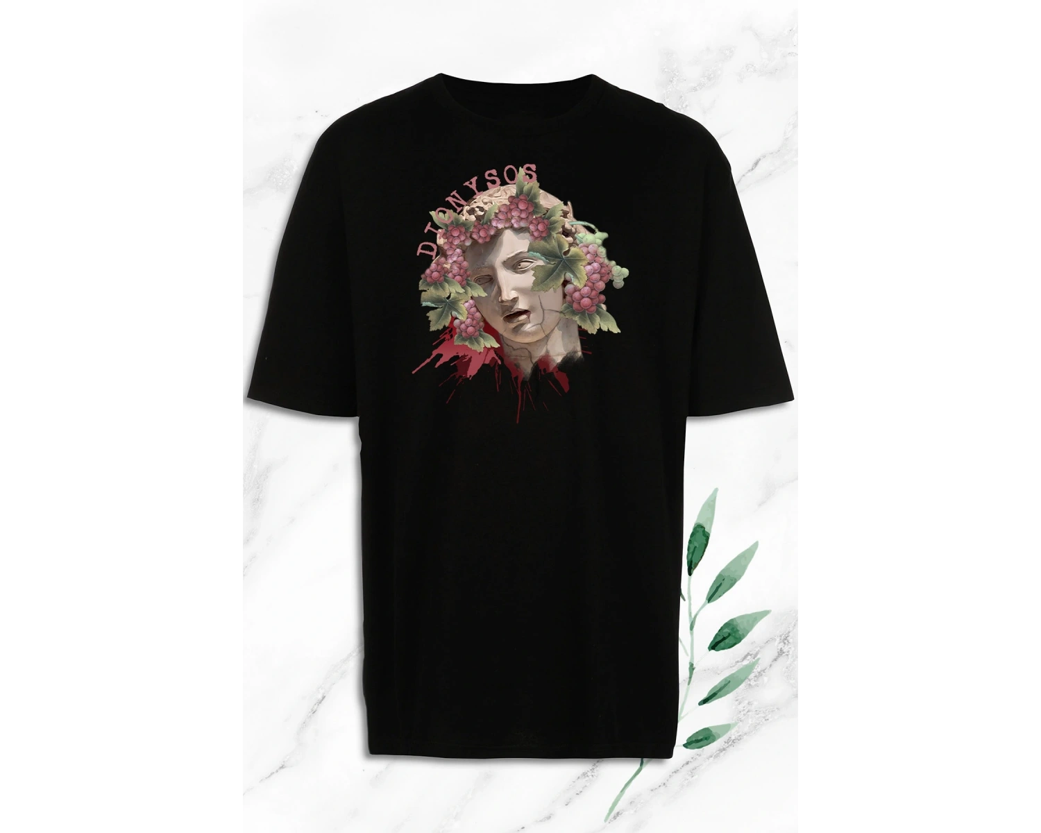Oversize Mitoloji Dıonysos Baskılı Tişört