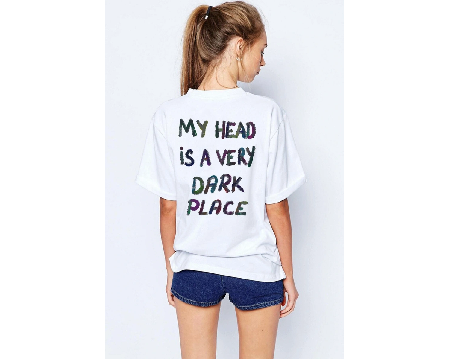 Oversize Murky Baskılı Beyaz Tshirt NRAGE228