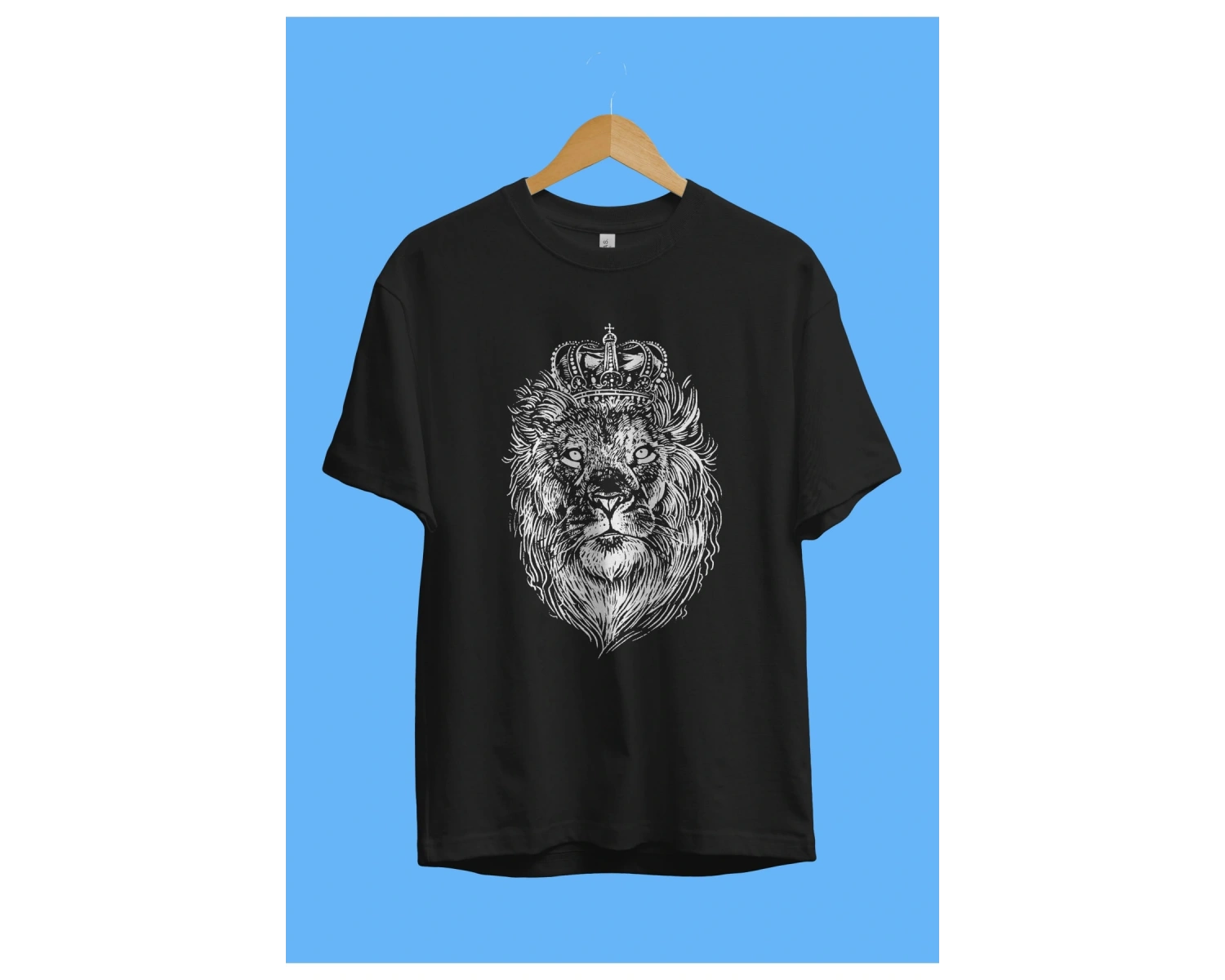 Oversize Ormanlar Kralı Aslan Taç Temalı Tasarım Baskılı Unisex Tişört