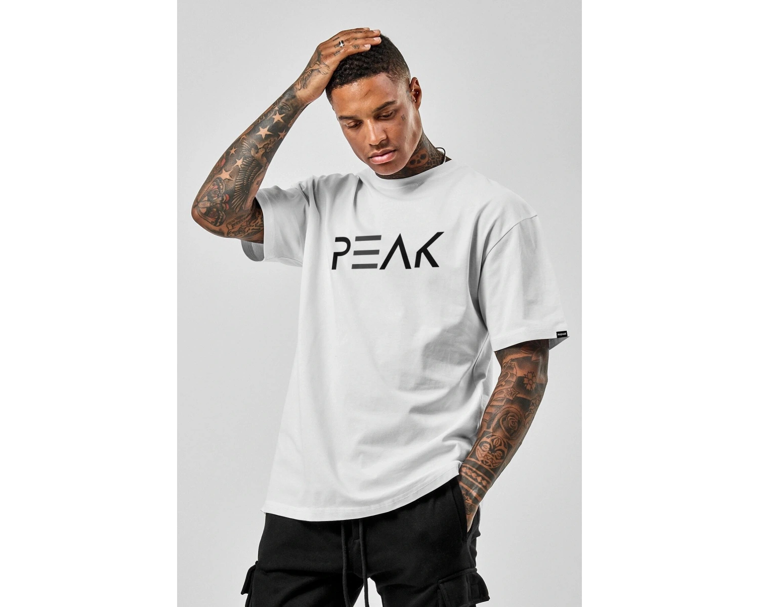 Oversize Peak Baskılı Beyaz Tshirt NRAGE132