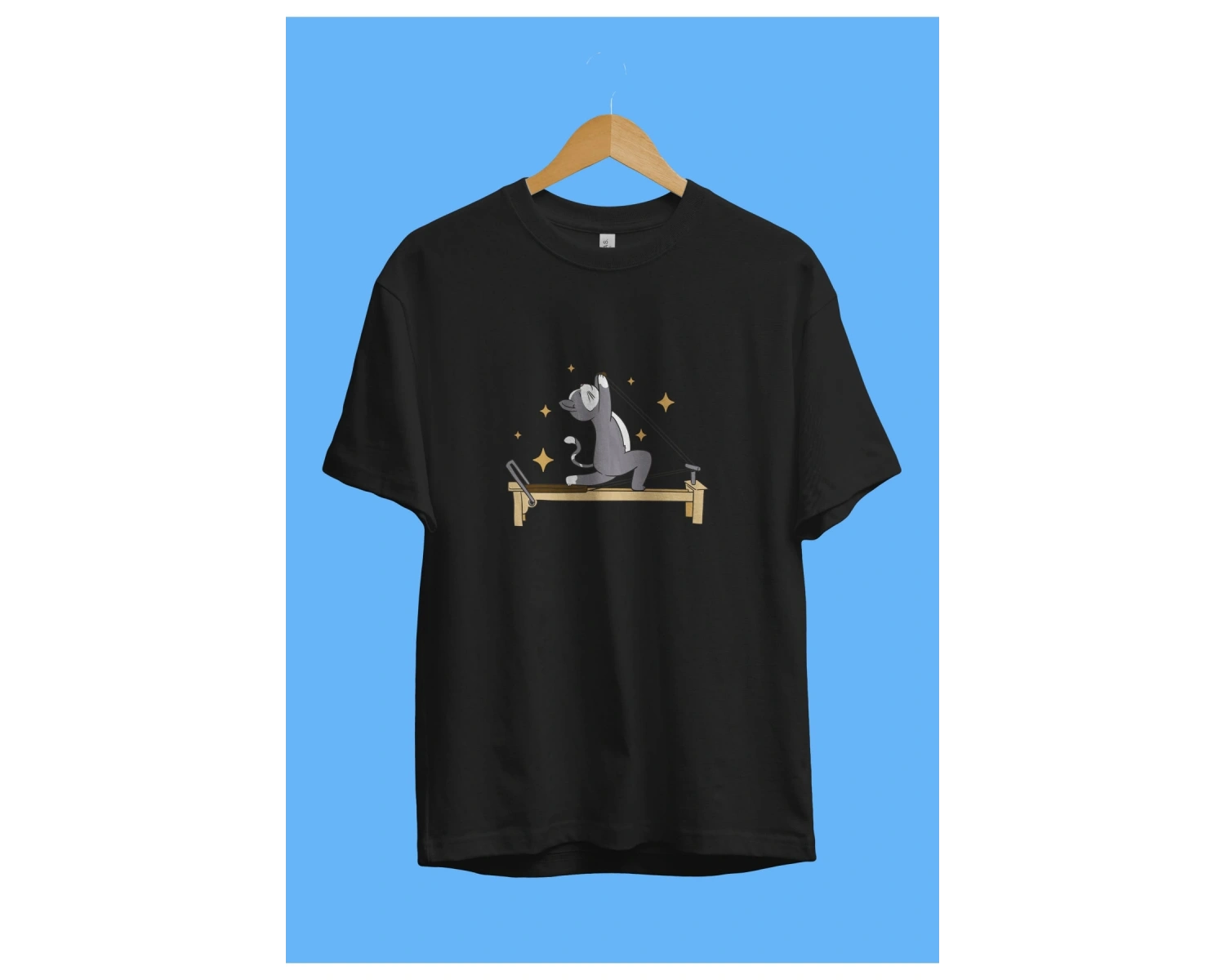 Oversize Reformer Pilates Spor Sporcu Çalışkan Kedi Tasarım Baskılı Unisex Tişört