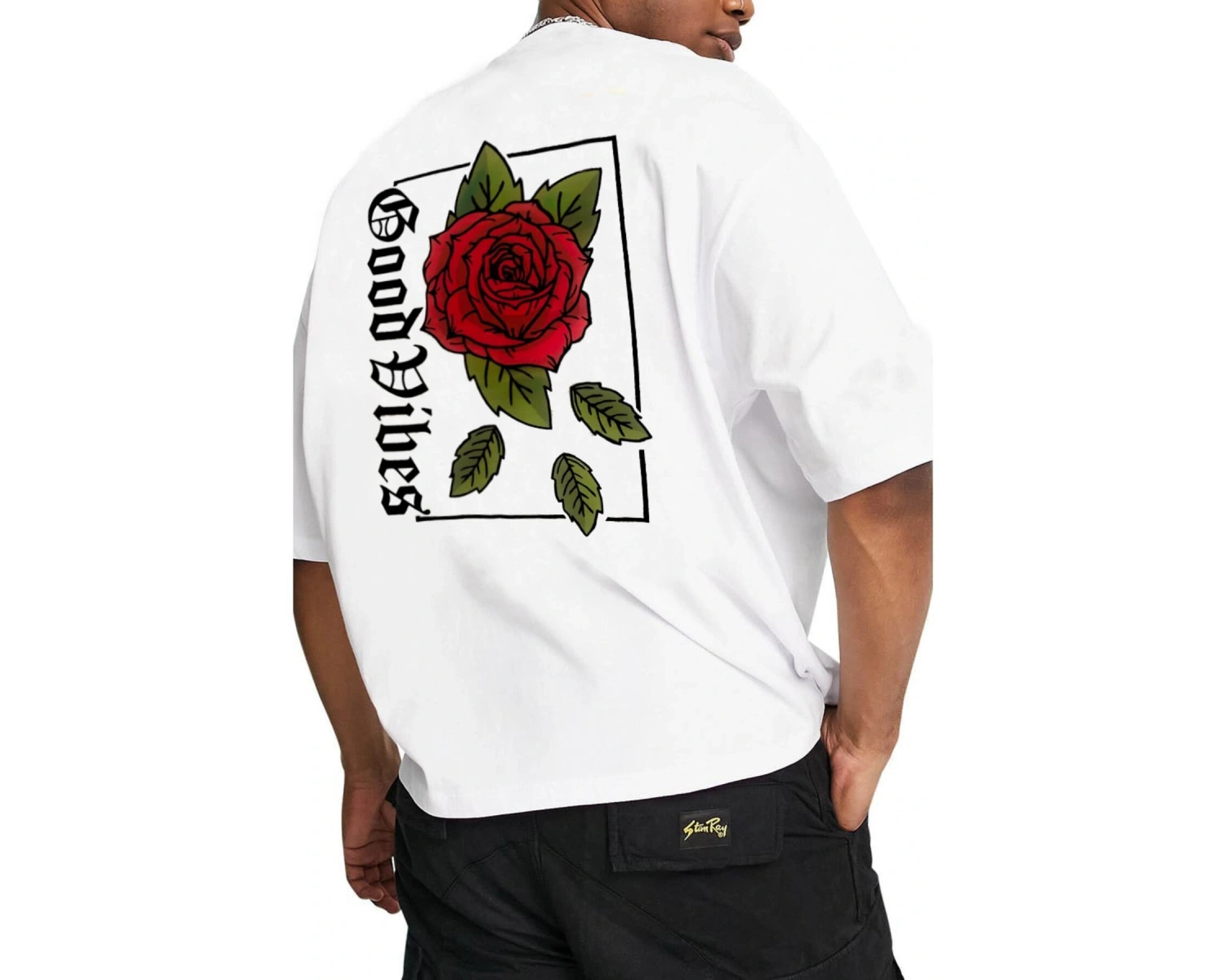 Oversize Rose Unisex Beyaz T-shirt