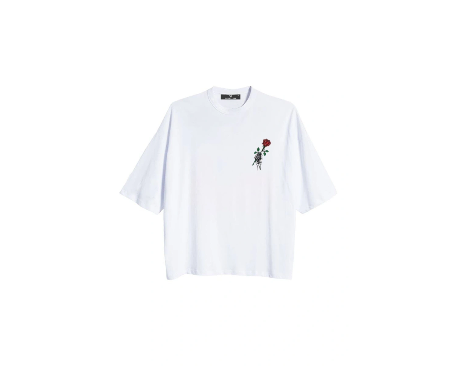 Oversize Rose Unisex Beyaz T-shirt