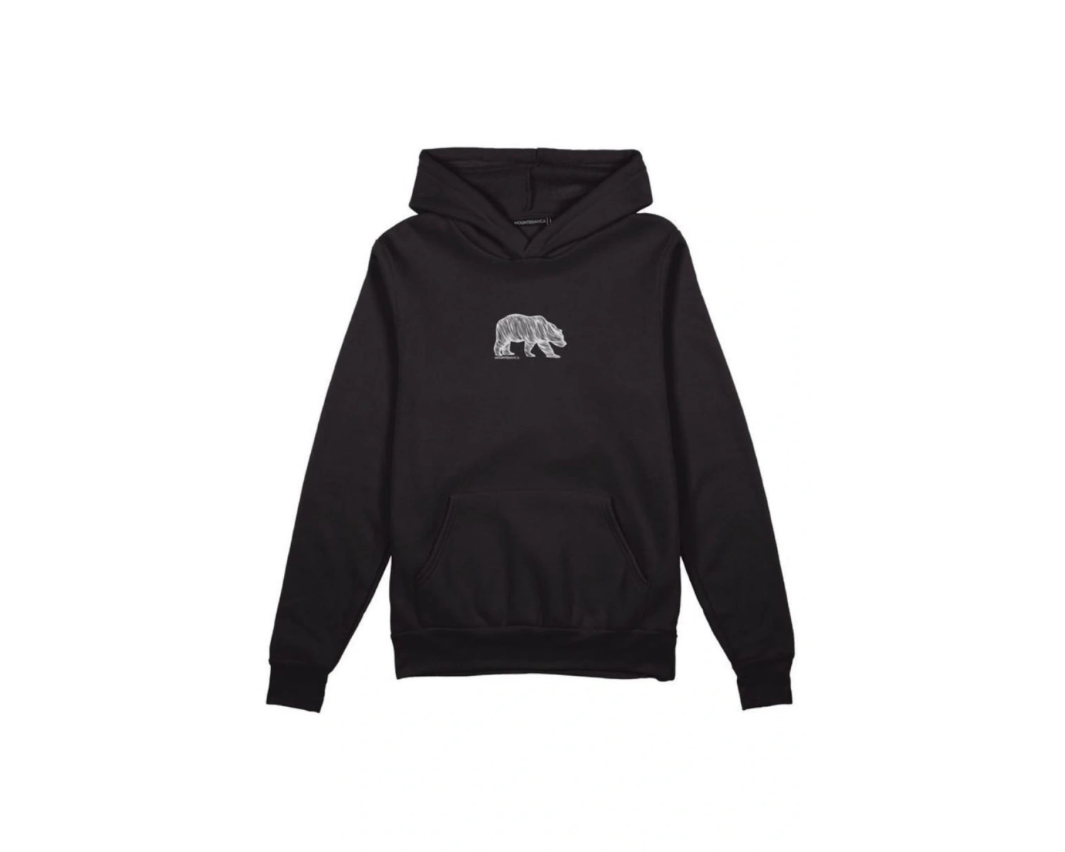 Oversıze Sıyah Ayı Baskılı Kapşonlu Kanguru Cepli Pamuklu Sweatshirt Siyah