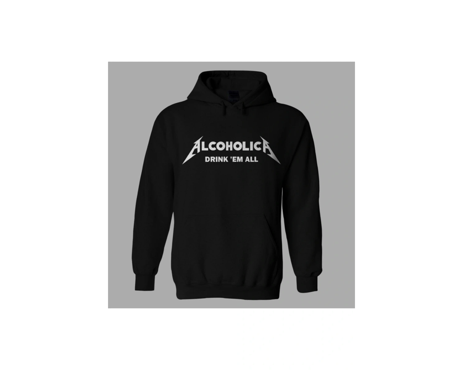 Oversize Siyah Metallica Logo Hoodie