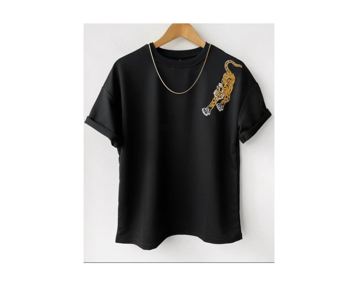 Oversize Siyah Tiger Baskılı