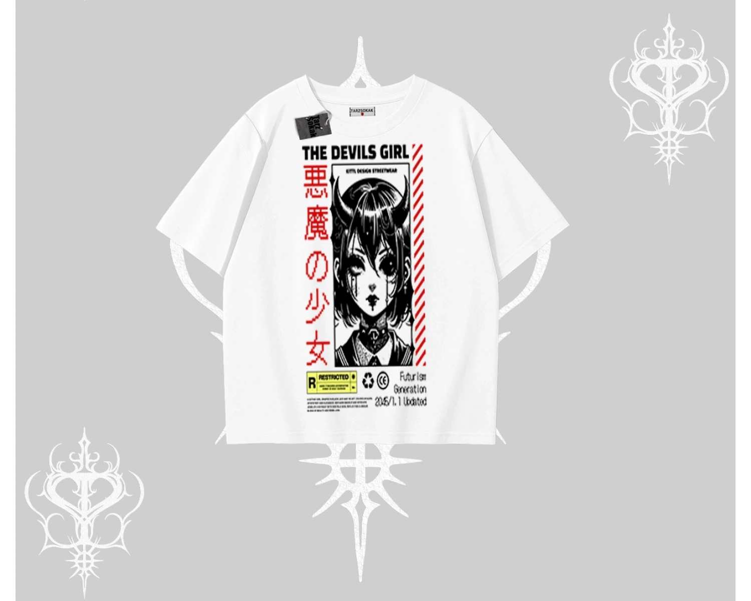 Oversize Tshirt Anime Devils Girl Japanese Style Baskılı