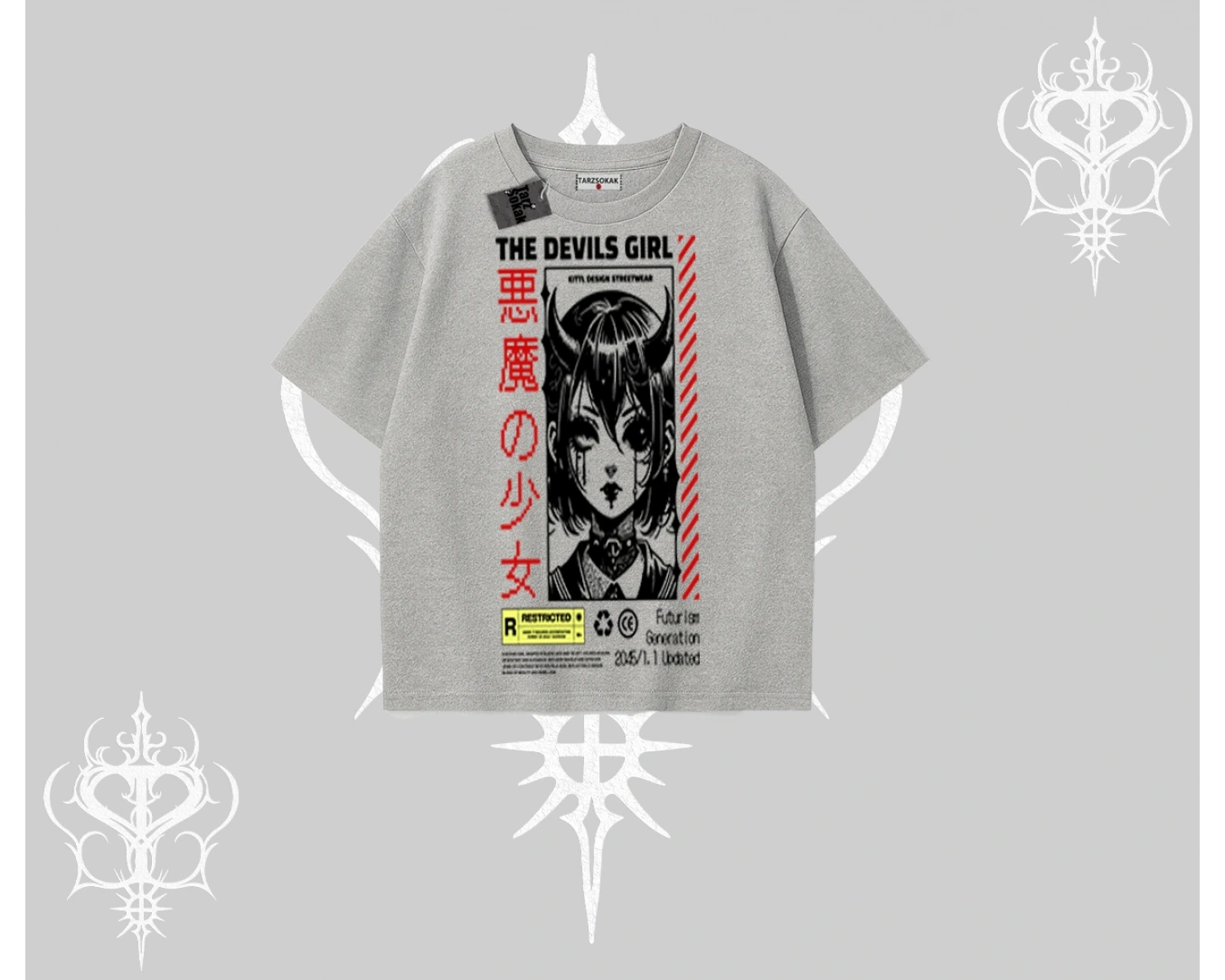 Oversize Tshirt Anime Devils Girl Japanese Style Baskılı