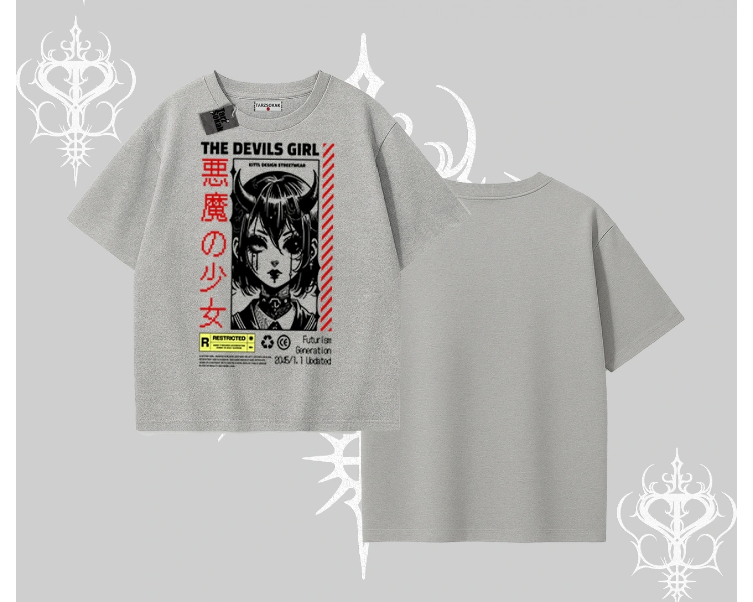Oversize Tshirt Anime Devils Girl Japanese Style Baskılı