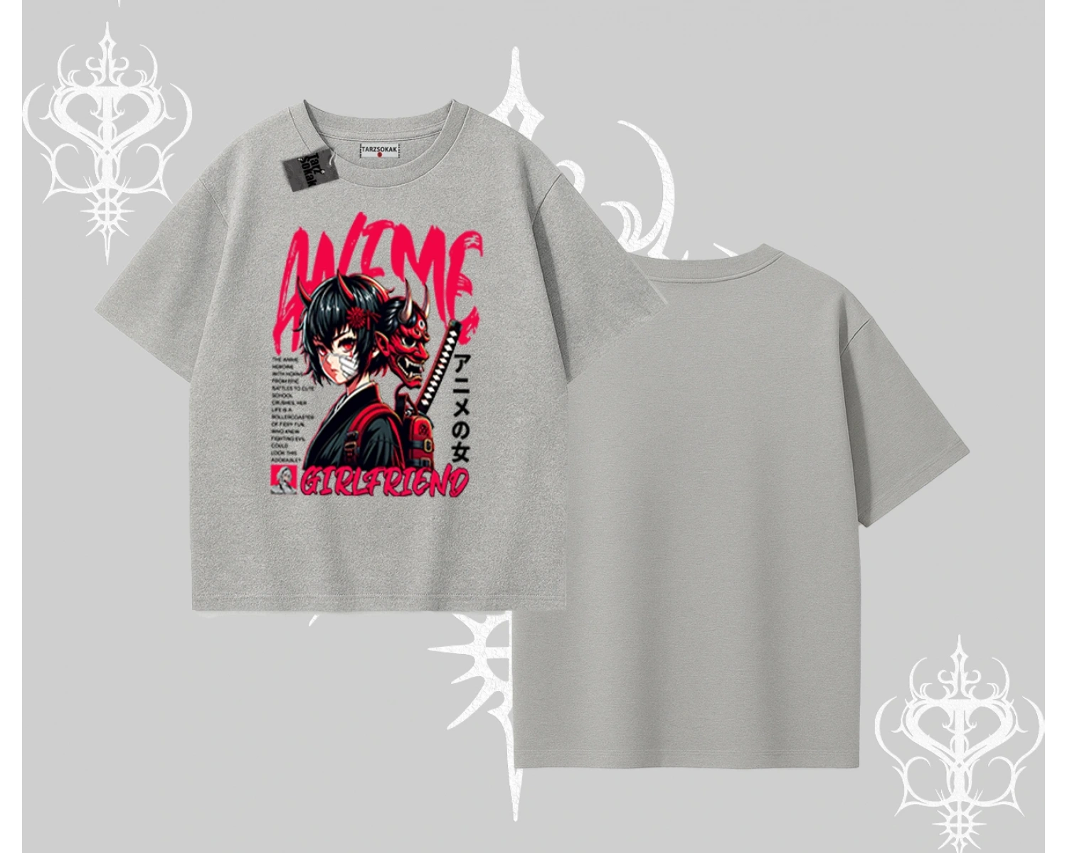 Oversize Tshirt Anime Girlfriend Kırmızı