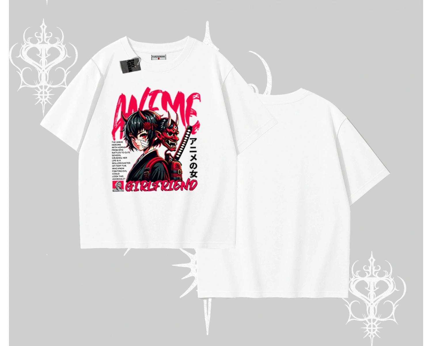 Oversize Tshirt Anime Girlfriend Kırmızı